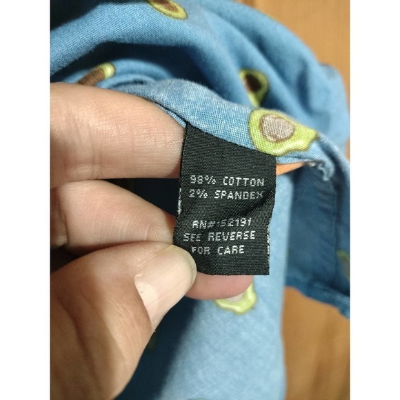 Five Points short sleeve button up avocado printed design blue men size medium - Picture 4 of 6